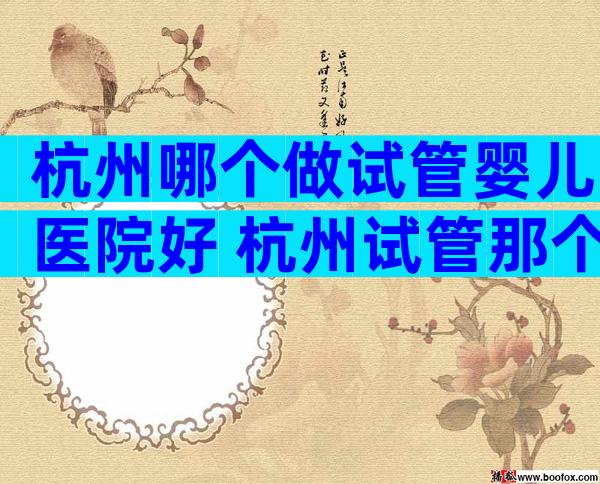 杭州哪个做试管婴儿医院好 杭州试管那个医院好